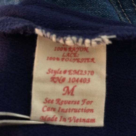 E ( Hanger) M Blue Lace & Polyester Summer Top Size M - Picture 4 of 5